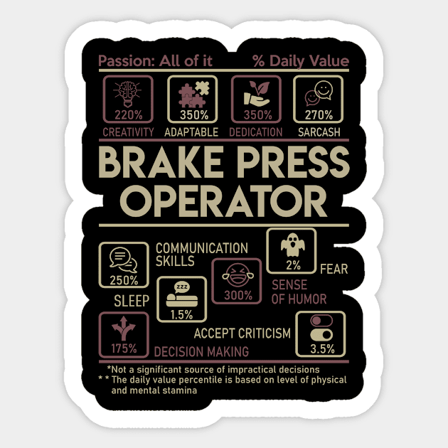 Brake Press Operator T Shirt - Multitasking Daily Value Gift Item Tee Sticker by candicekeely6155